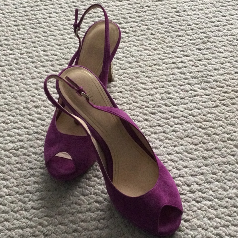 Cole Haan purple and gold sling back heels